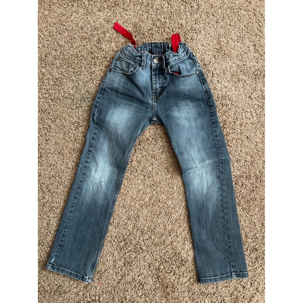 Wrangler WRG Jeans Co Boys 8 Slim Blue Denim Adjustable Waist Straight Leg Jeans